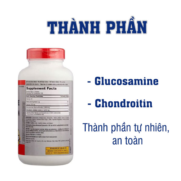 Với các thành phần hợp chất tự nhiên có trong cơ thể, Glucosamine 1500mg và Chondroitin 1200mg mang lại những tác động mạnh mẽ cho tình trạng sức khỏe xương khớp